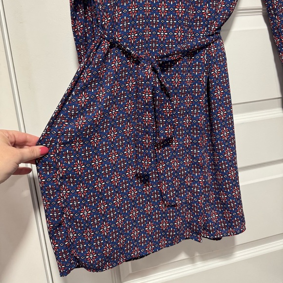 Banana Republic Blue & Red Long Sleeve Dress Functional Buttons Nursing Friendly - Picture 4 of 16